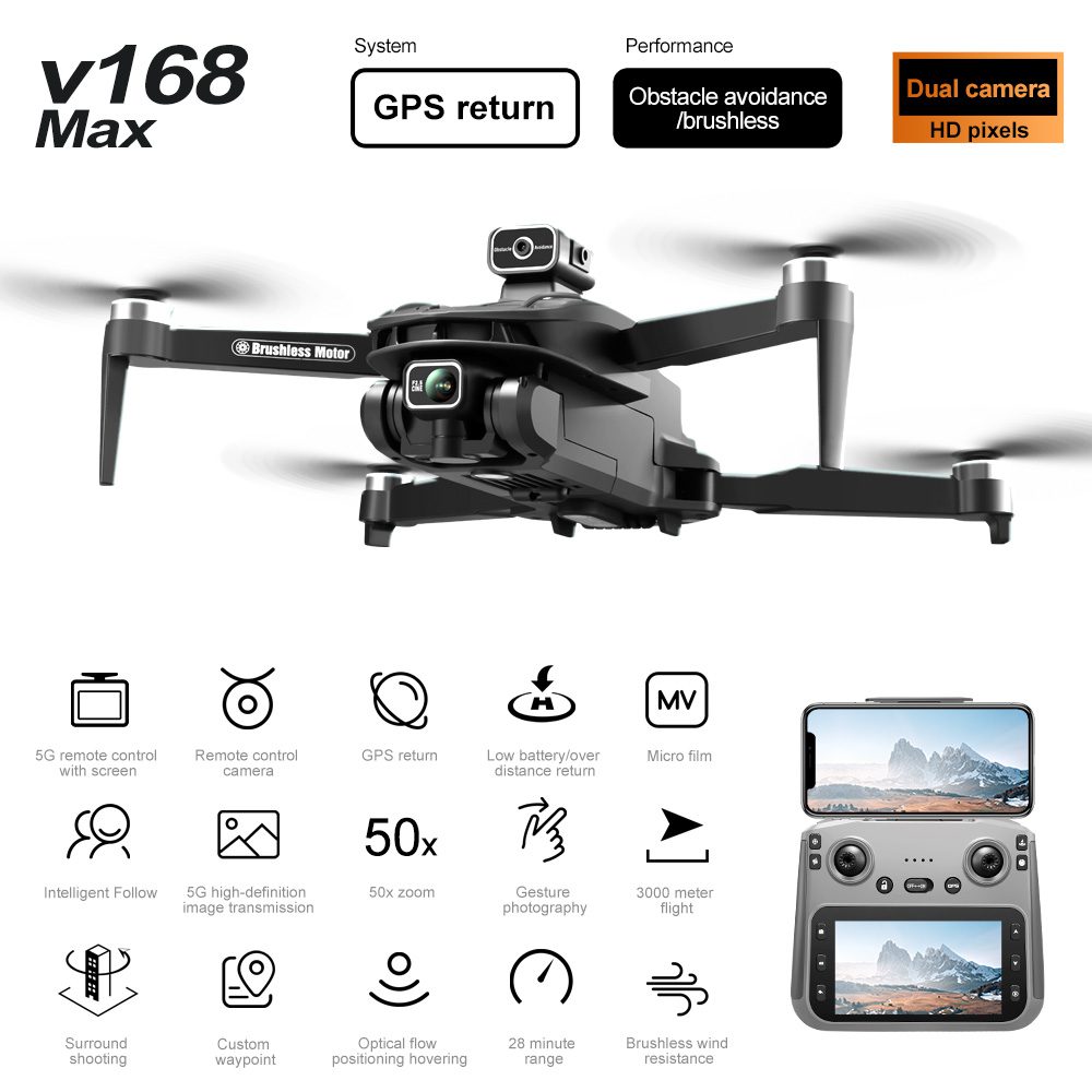 Professional GPS Drone 8k HD Camera UAV V168 - 画像 (4)