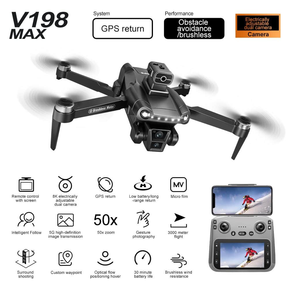 Professional GPS Drone 8k HD Camera UAV V198MAX - 画像 (10)