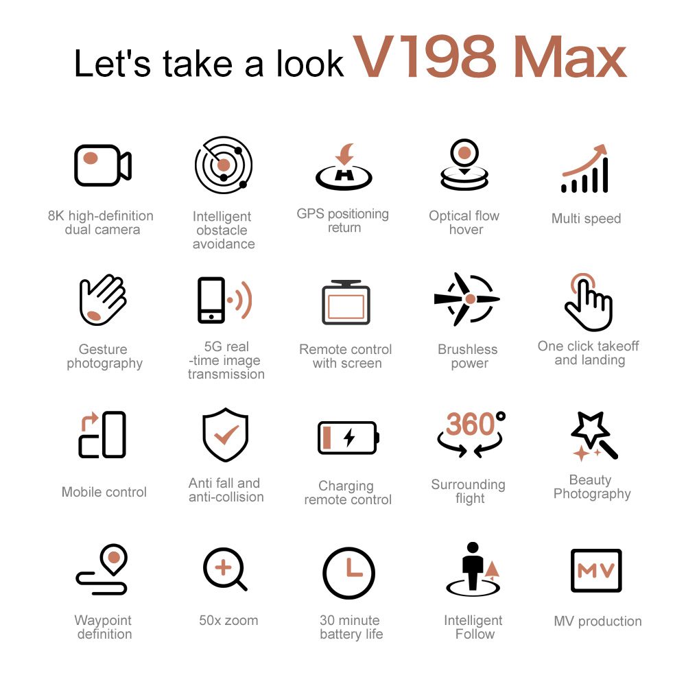 Professional GPS Drone 8k HD Camera UAV V198MAX - 画像 (16)