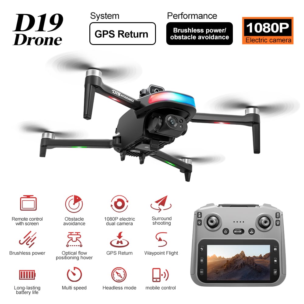 GPS Drone Cool Lights 4K HD Camera Quadcopter D19 - 画像 (7)